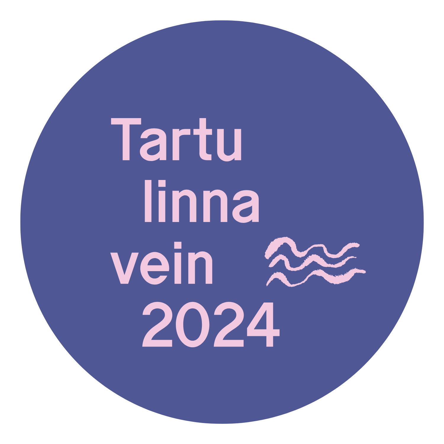 Valgel taustal lilla ümmargune ikoon, millel on roosaga kirjas Tartu linna vein 2024.